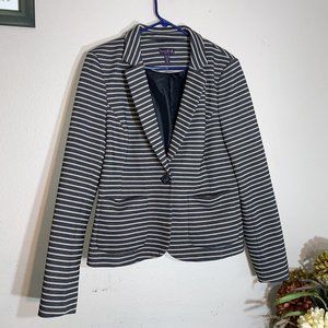 Long tall sally black Tan Striped Single button long sleeve jacket Blazer US 12